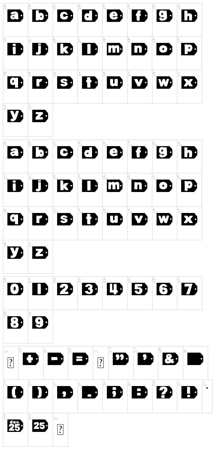 DJB Tagged Again font map